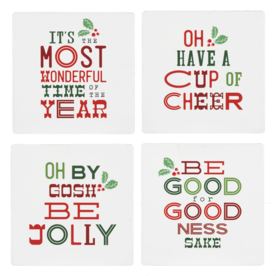 Ganz Holiday Message Coaster Set  MX190375