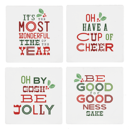 Ganz Holiday Message Coaster Set  MX190375