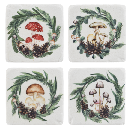 Ganz Mushroom & Pine Coaster (4 pc. set)