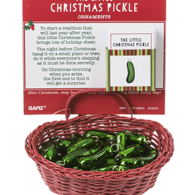 Ganz The Little Christmas Pickle Ornaments in a Basket   EX20219