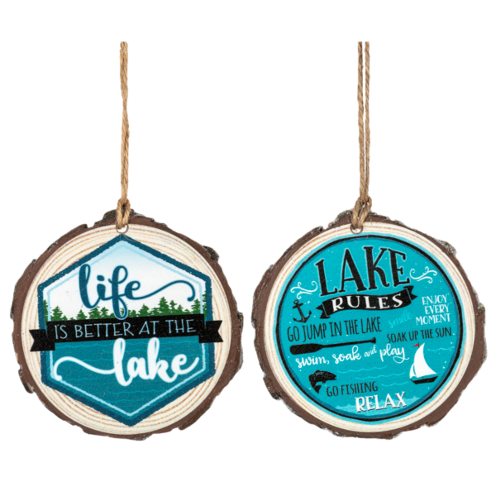 Ganz Lake Ornaments - Life Is Better At The Lake & Lake Rules   MX181739 loading=