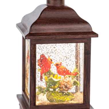 Ganz LED Light Up Shimmer Cardinals in Nest Lantern   MX188605