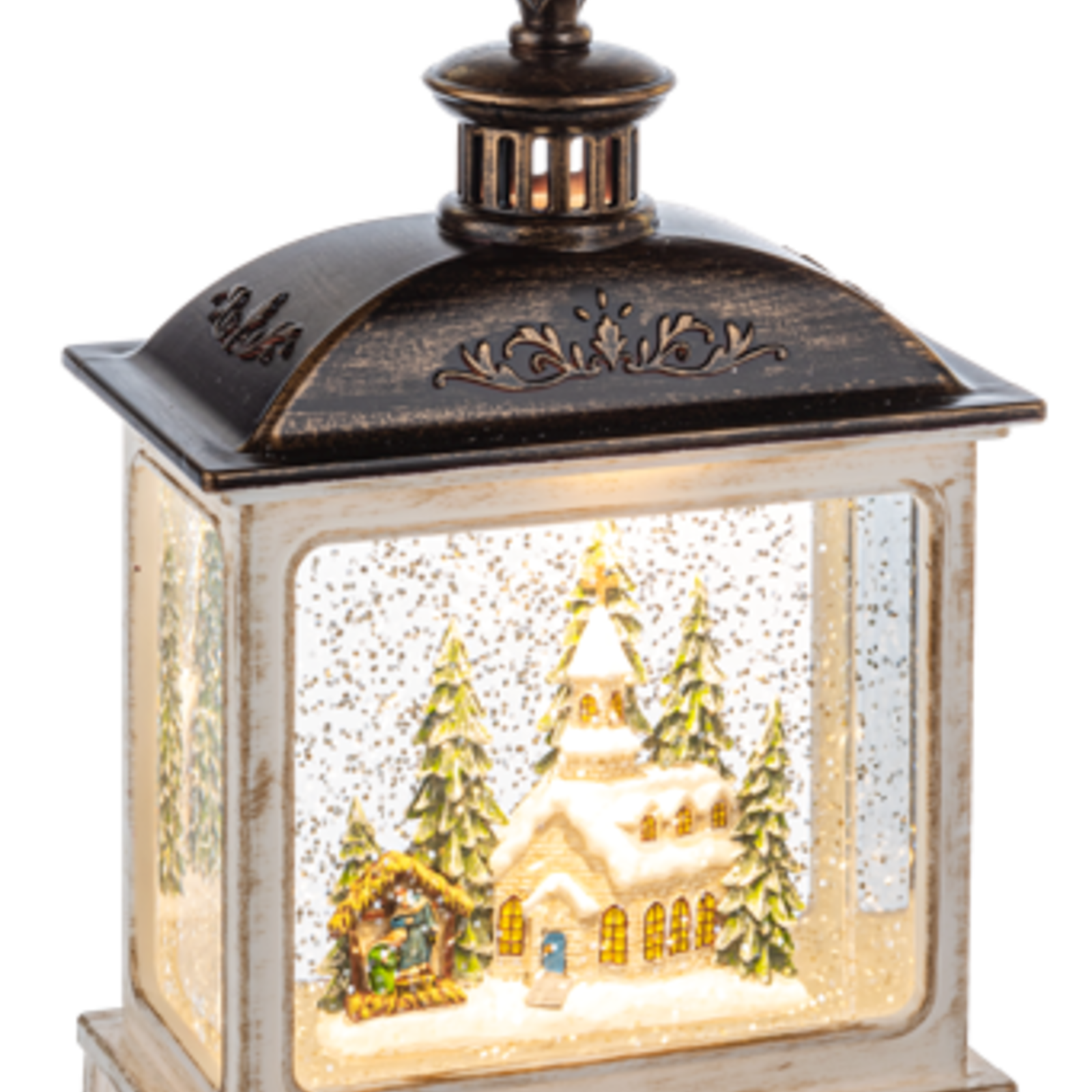 Ganz LED Light Up Shimmer Church Scene Lantern  MX187376 loading=