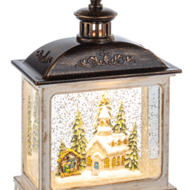 Ganz LED Light Up Shimmer Church Scene Lantern  MX187376