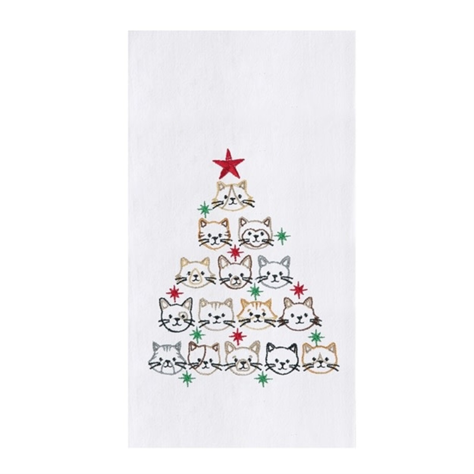 C & F Enterprise Cat Face Christmas Tree Towel   C86171618 loading=