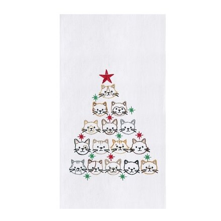 C & F Enterprise Cat Face Christmas Tree Towel   C86171618