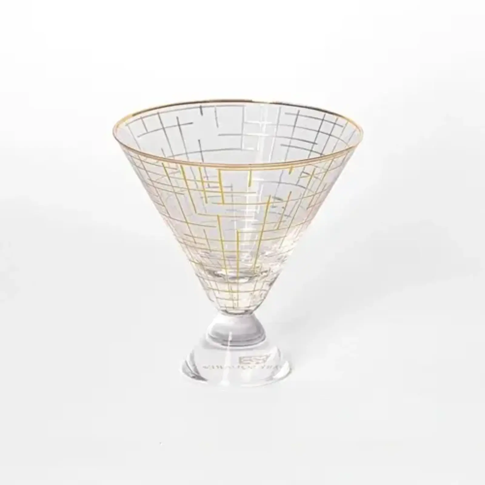 Mary Square Gold Hatch Martini Glass   33514 loading=