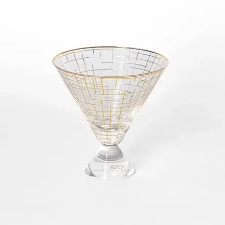 Mary Square Gold Hatch Martini Glass   33514