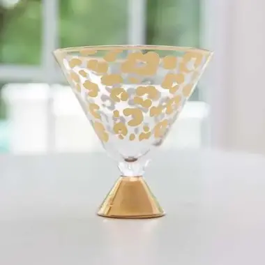 Mary Square Gold Leopard Martini Glass   34155