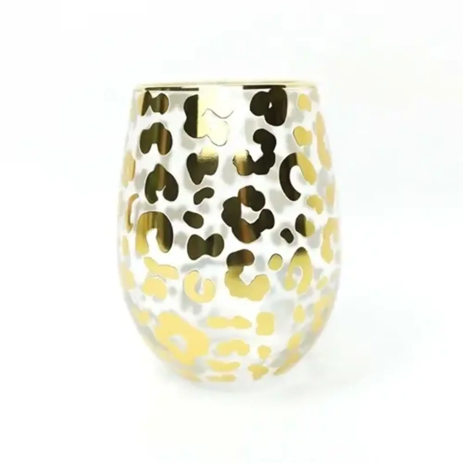 Mary Square Glass Stemless Wine Gold Leopard   37683 loading=