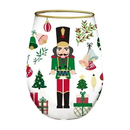 Mary Square Stemless Wineglass Nutcracker Pattern    46238