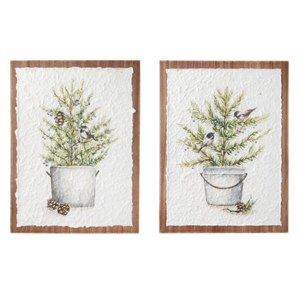 RAZ Imports Inc. 15.75" POTTED TREE  TEXTURED PAPER ON WOOD ART 4159093