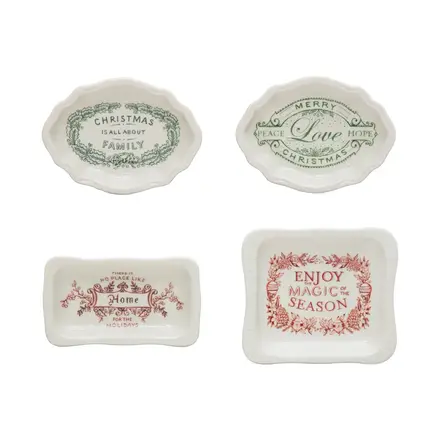 Creative Co-Op 4-1/2"L x 3-1/2"W Stoneware Dish with Saying  XS1395A