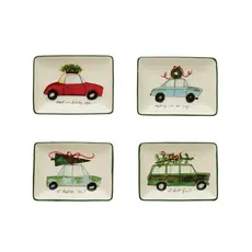 Creative Co-Op Stoneware Dish Holiday Sayings  XS0592A