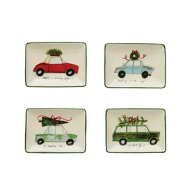Creative Co-Op Stoneware Dish Holiday Sayings  XS0592A