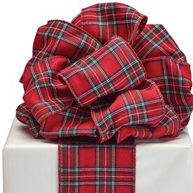 Burton + Burton #100 RED TARTAN PLAID RIBBON    9734154