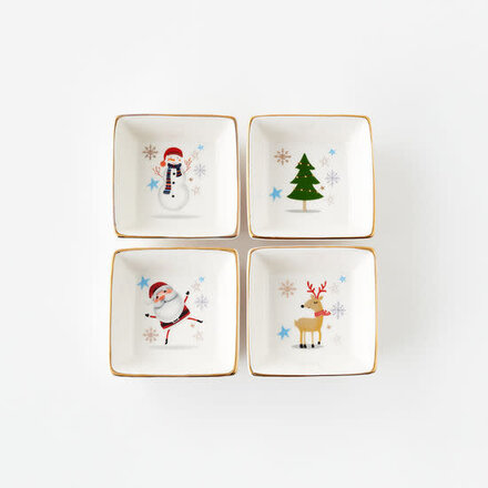 One Hundred 80 Degrees Santa & Friends Square Dish    WI0022