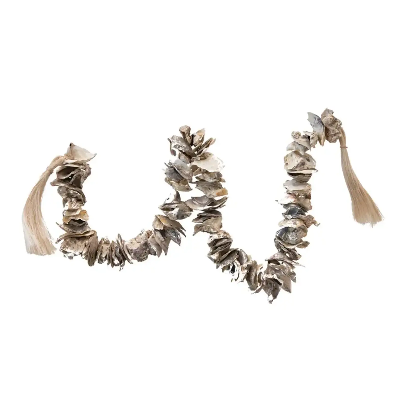 Creative Co-Op 49" Oyster Shell Garland with Tassels   DF4447 loading=