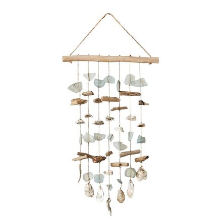 Creative Co-Op Sea Glass & Shell Hanging Wind Chime DA7129