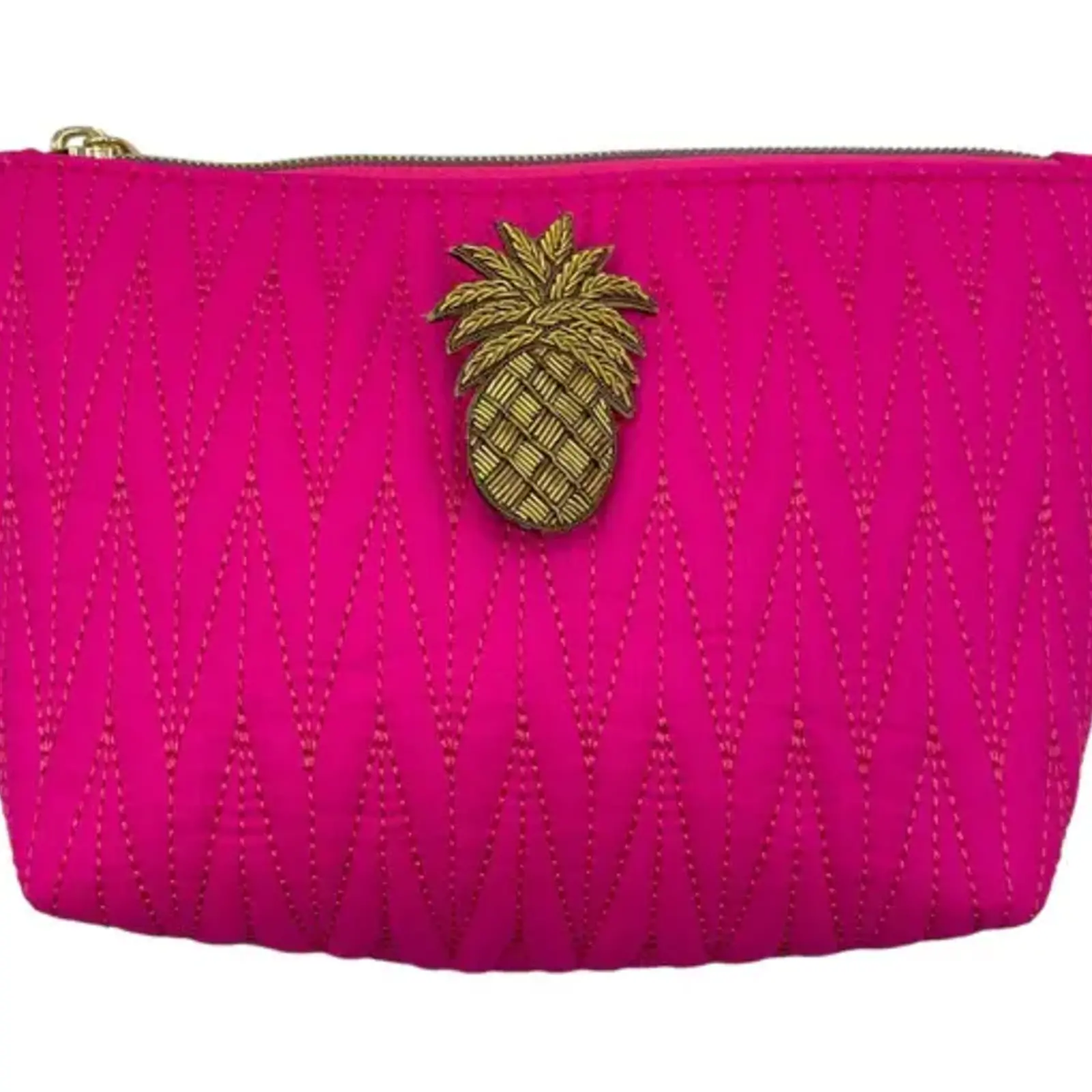 Sixton London Bright Pink Large  Makeup Bag with Pineapple  oi_du5y6h4vyf loading=