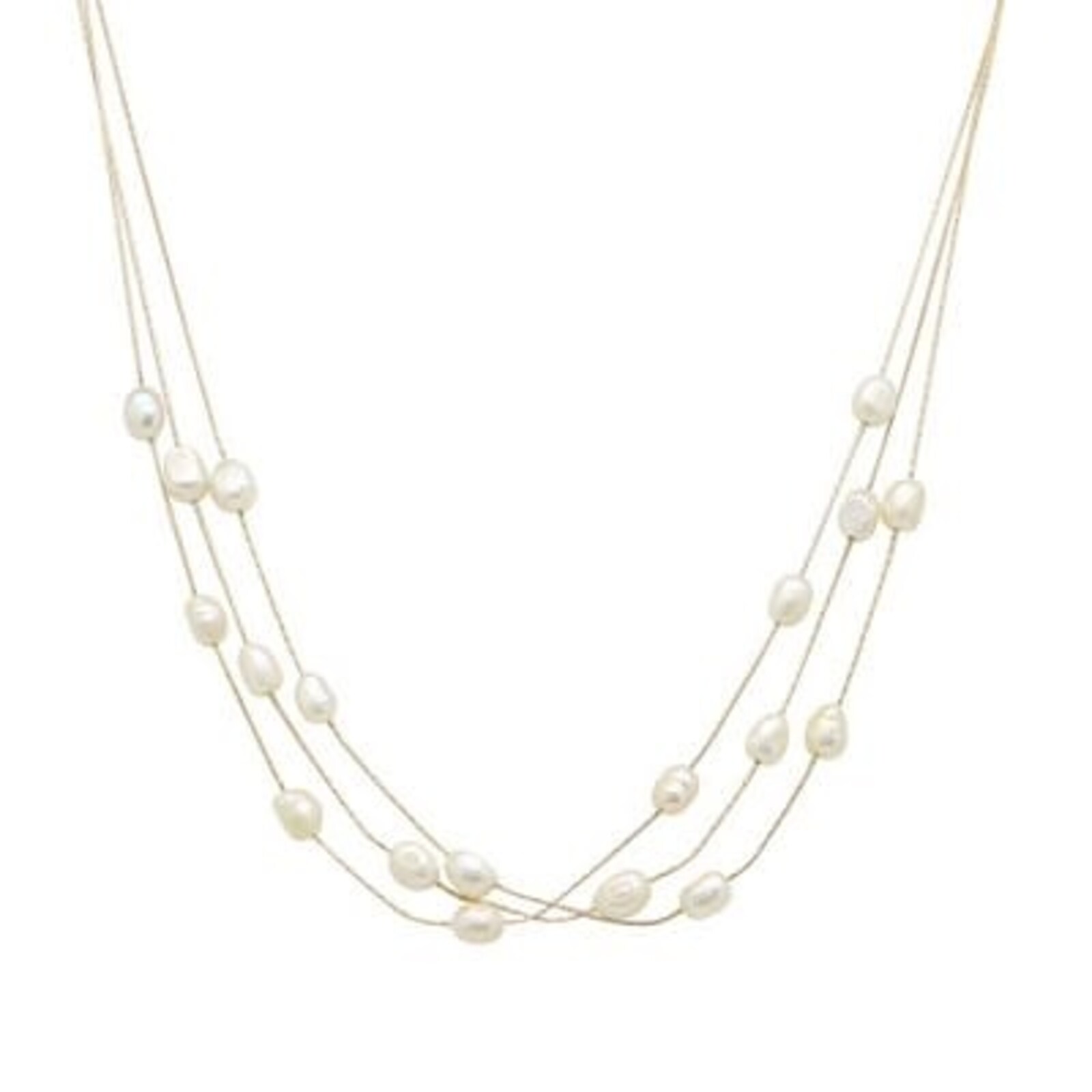 Meghan Browne Necklace-MULTI LAYERED GOLD  WITH STATIONED PEARLS    DILB-GP loading=