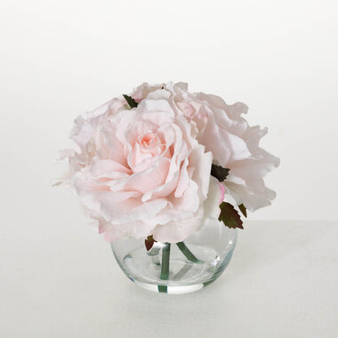 Sullivans LIFELIKE PINK ROSES IN GLASS VASE   12947CD