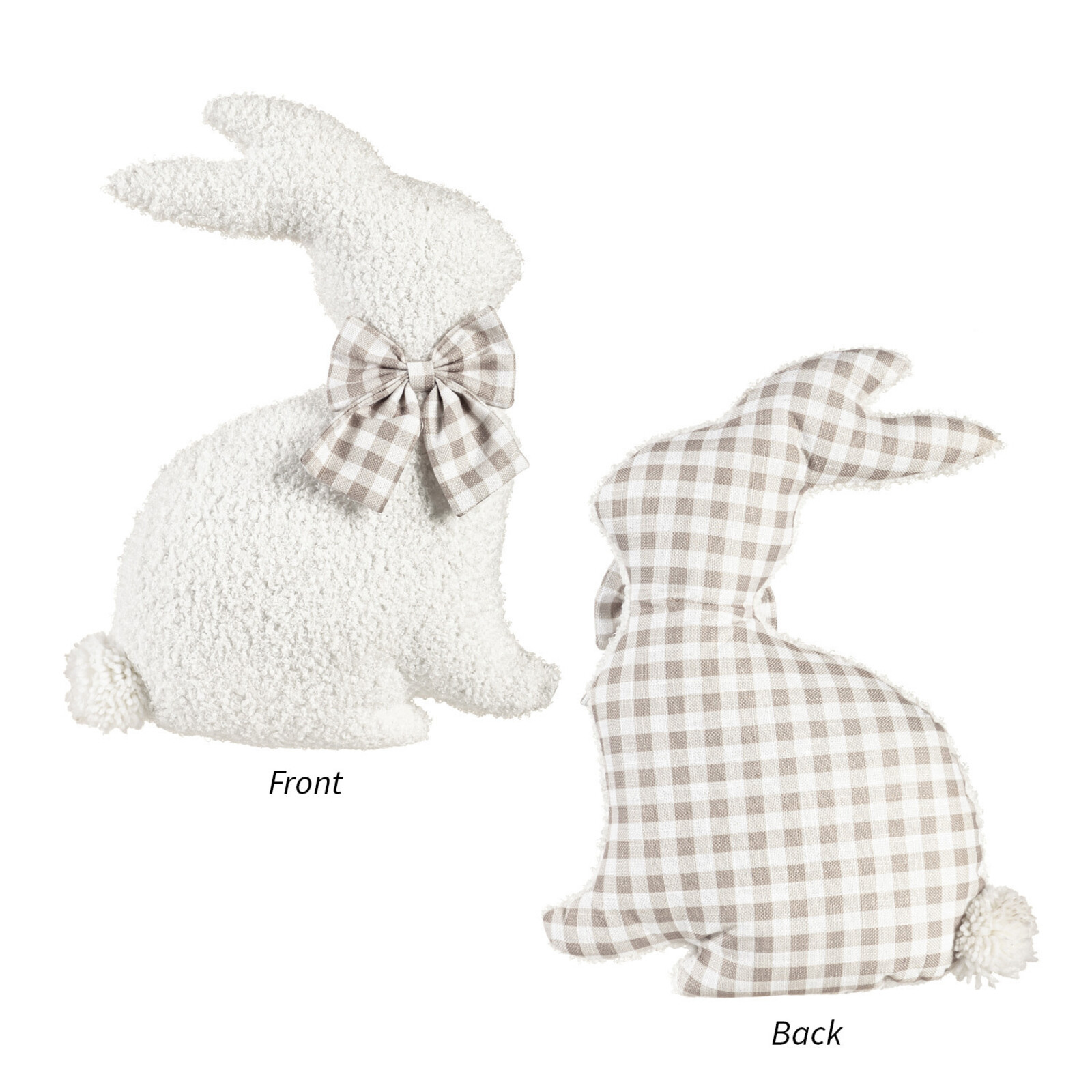 Evergreen Enterprises 15" Shaped Pillow  Bunny with Checkered Bow  4SP21006 loading=