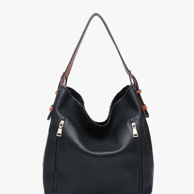 Jen & Co Alexa Canvas Hobo Bag  Black   M1816A-BK