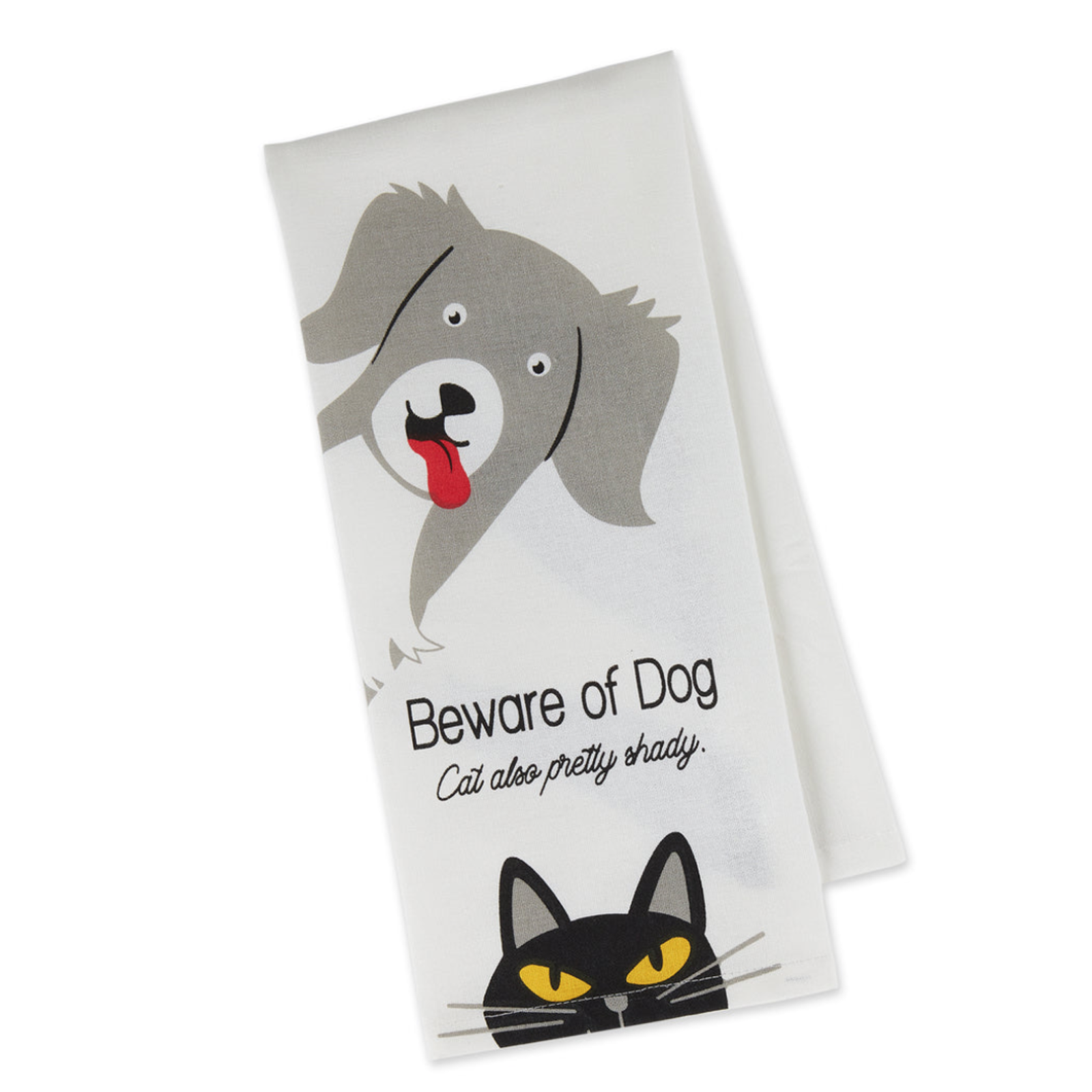 Design Imports DII Beware of Dog & Cat  Printed Dishtowel  754538 loading=