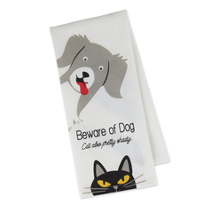Design Imports DII Beware of Dog & Cat  Printed Dishtowel  754538