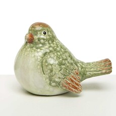 Meravic BIRD GREEN/CREAM MEDIUM  GLAZED TERRA COTTA A3604