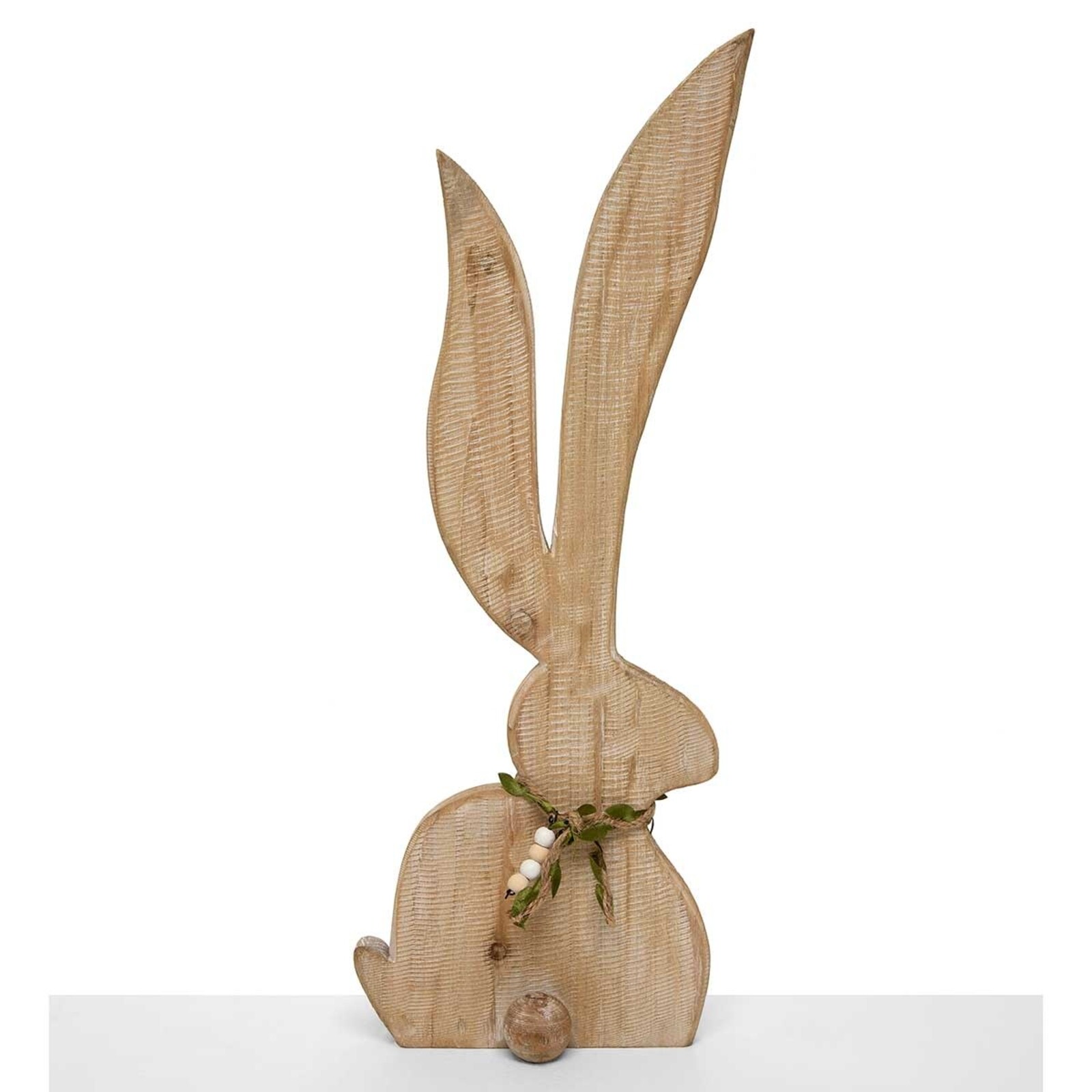 Meravic RABBIT NATURAL LARGE WOOD WITH BEADS AND TWINE   B1068 loading=