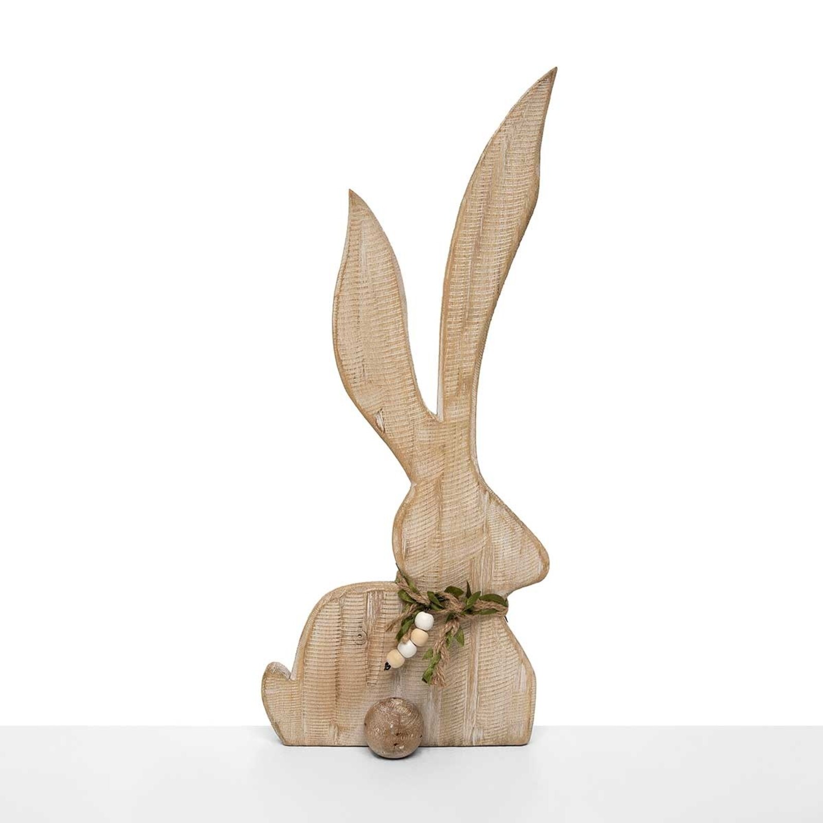 Meravic RABBIT NATURAL SMALL WOOD WITH BEADS AND TWINE   B1069 loading=