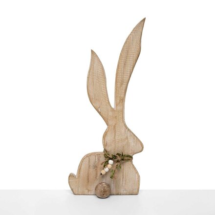 Meravic RABBIT NATURAL SMALL WOOD WITH BEADS AND TWINE   B1069