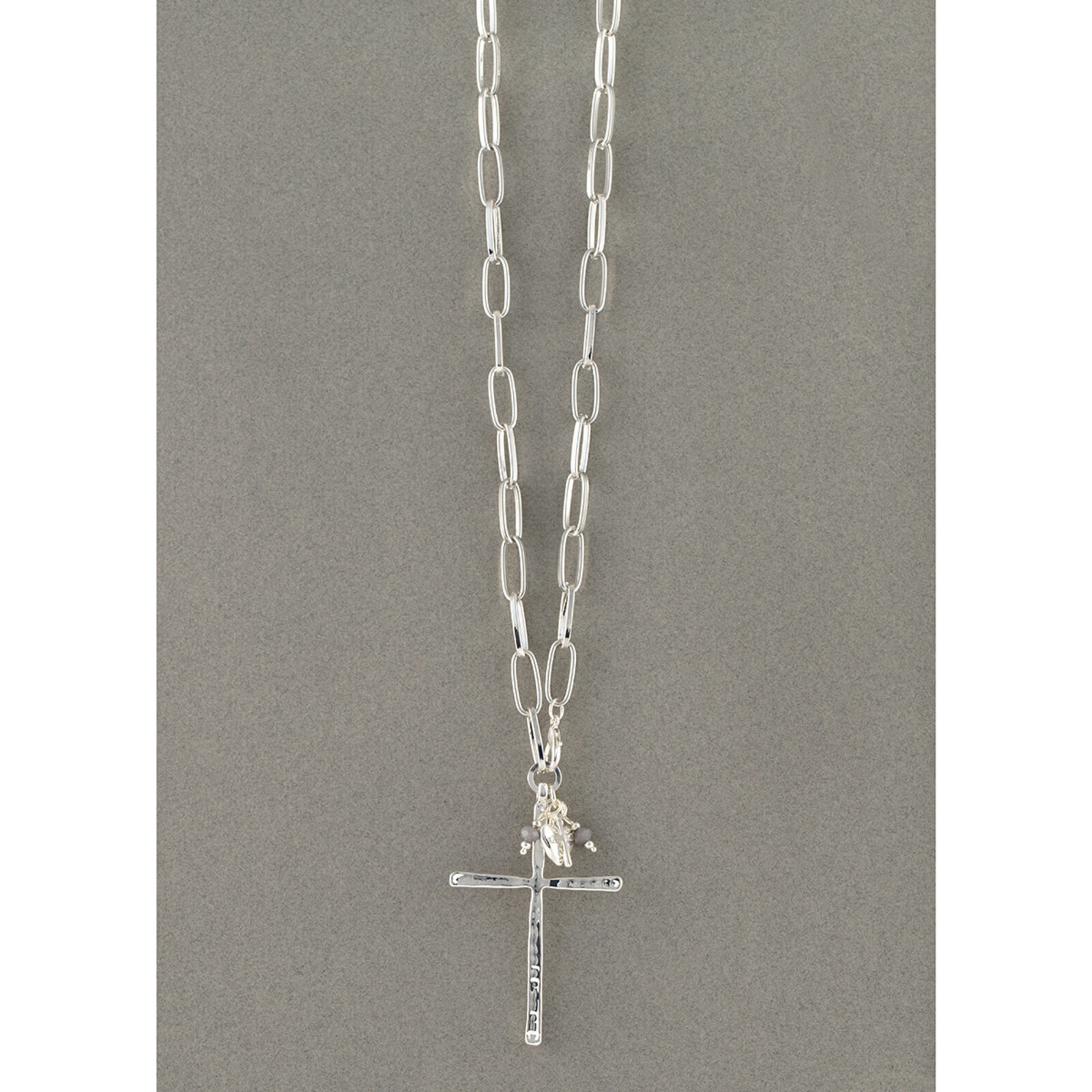 Meravic NECKLACE CROSS LINKS HEART SILVER    C3322 loading=