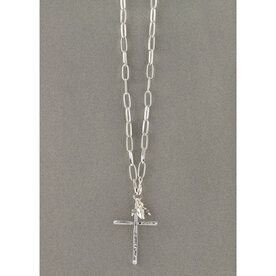 Meravic NECKLACE CROSS LINKS HEART SILVER    C3322