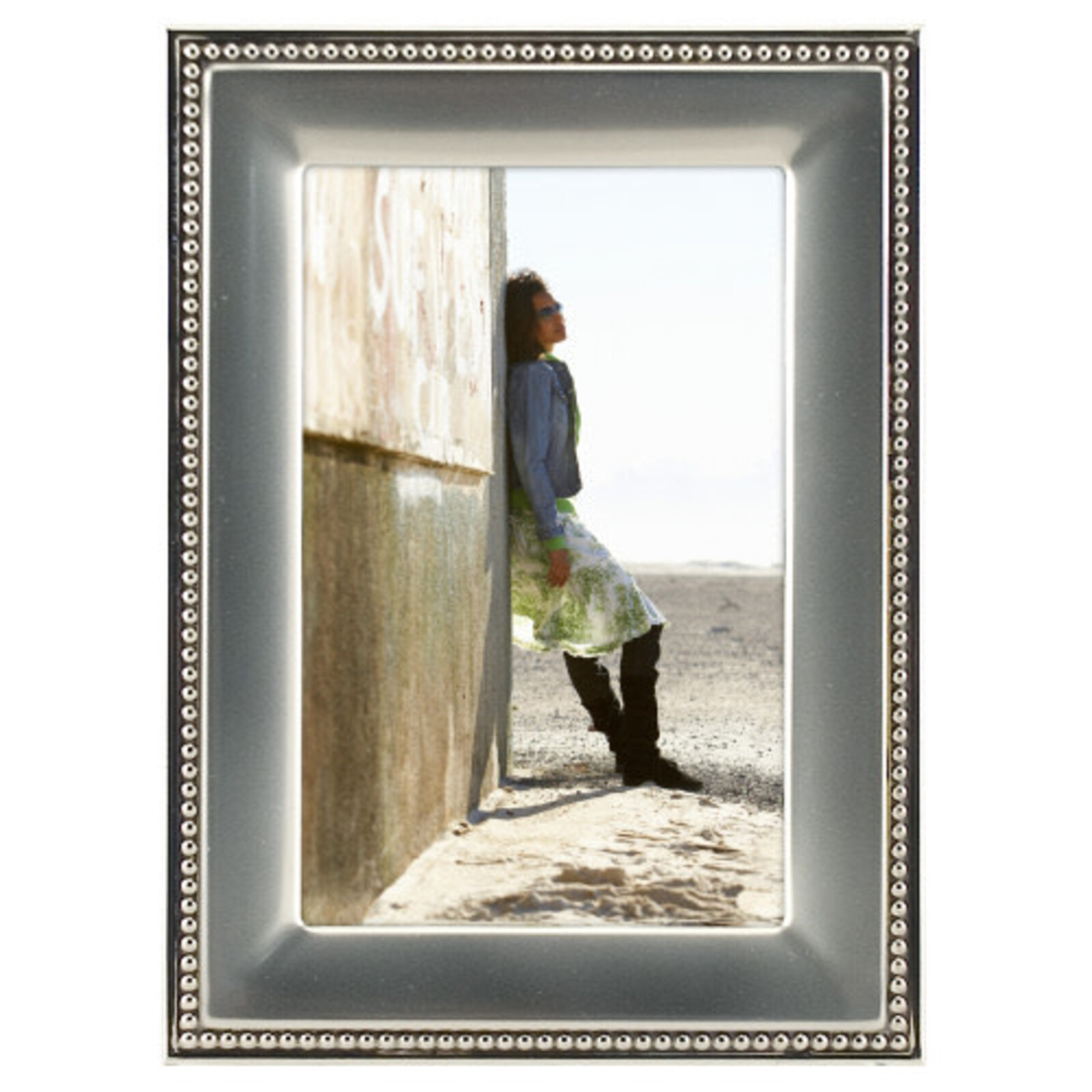 Malden International Beaded Metal Silver 5X7 Frame    5294-57 loading=