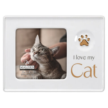 Malden International I Love My Cat 4X4 Ceramic Pet Frame  5017-44