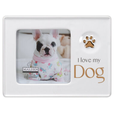 Malden International I Love My Dog 4X4 Ceramic Pet Frame  5016-44