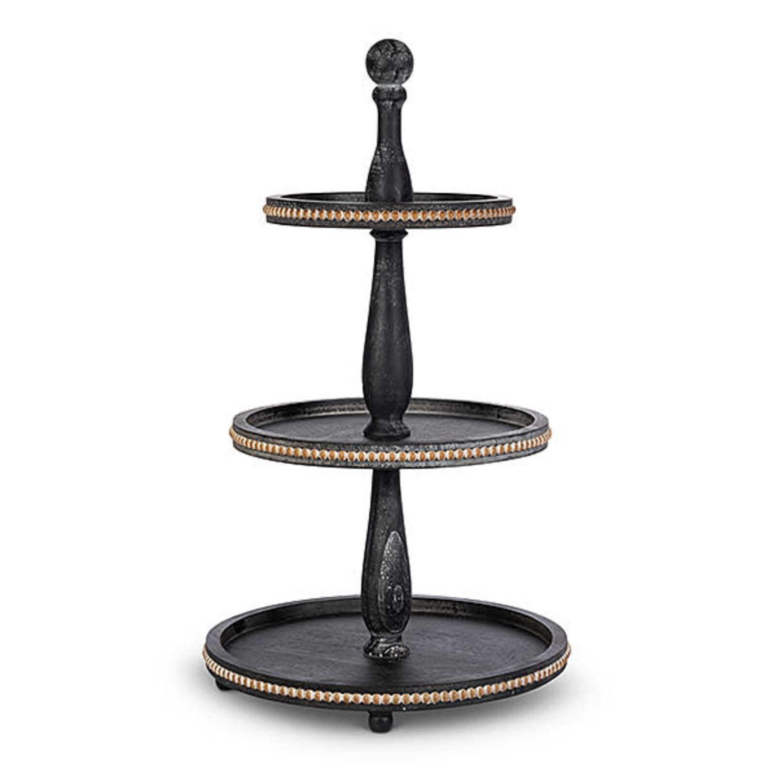 Gerson 27"H Black Three-Tiered Wood Tray   96157 loading=