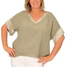 Catherine Lillywhite's Green  Satin Edge Tee  Made in Italy  ITEL809903GR