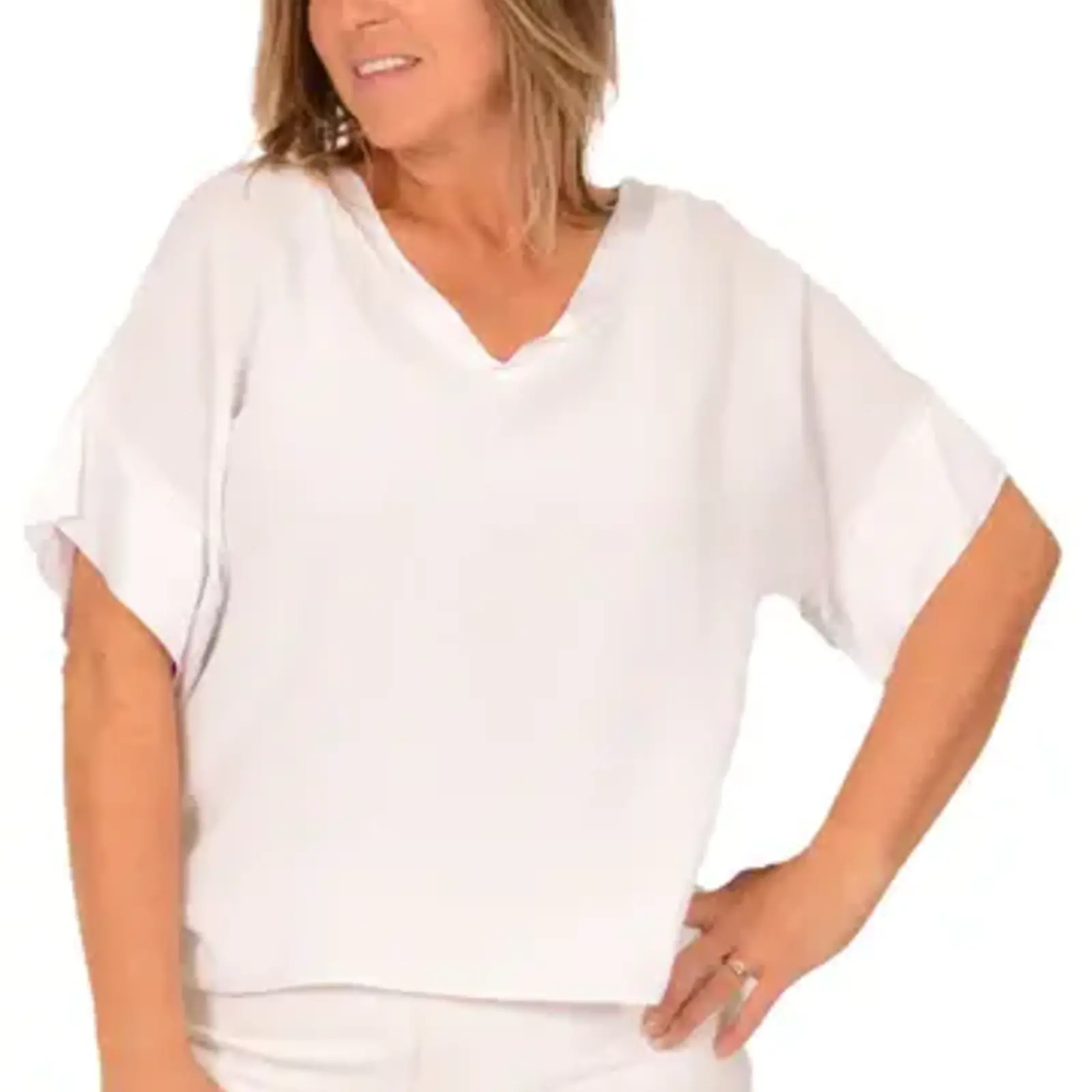 Catherine Lillywhite's White Satin Edge Tee  Made in Italy  ITEL809903WH loading=