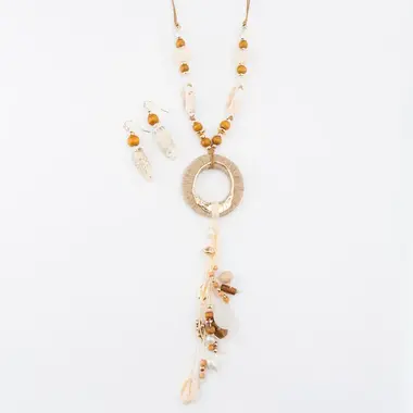 Elsie & Zoey Aliyah Shell Necklace & Earring Set  38295