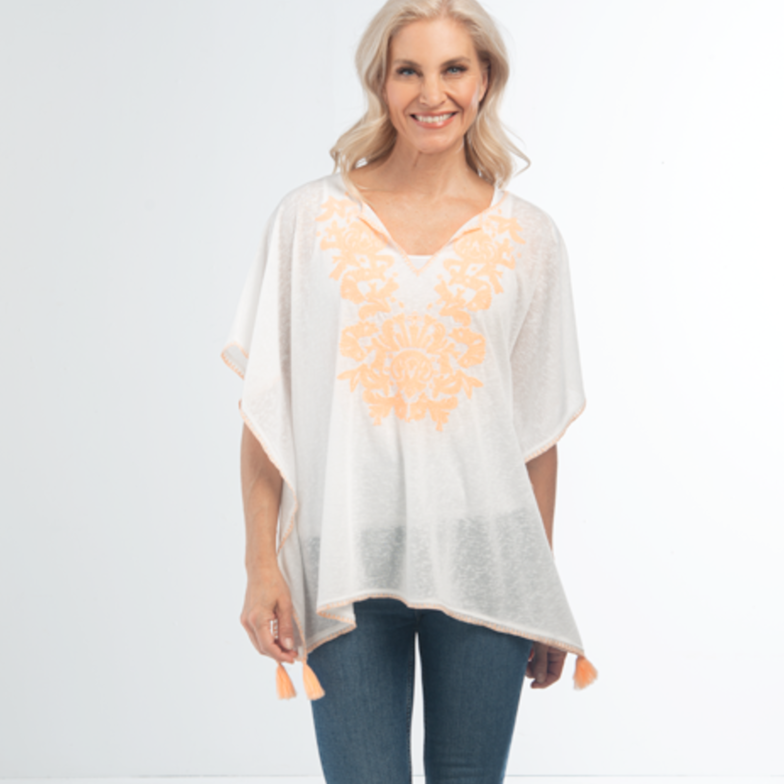 Simply Noelle Embroidery Poncho Top  STOP225 loading=