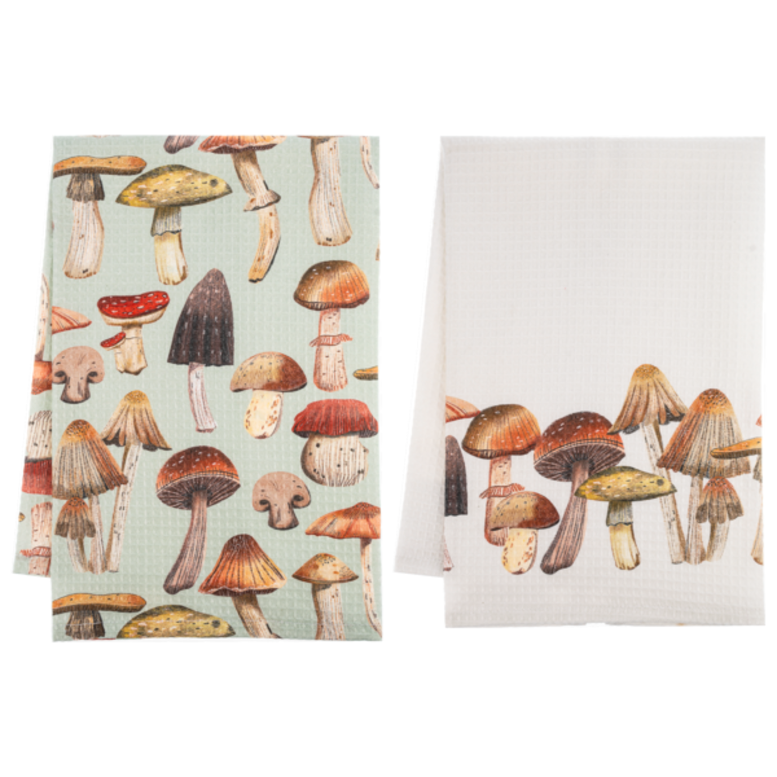 Ganz Mushroom Pattern Waffle Weave Tea Towel      CB184700 loading=