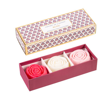 Evergreen Enterprises Floral Shaped Rose Scented Soap Set in Gift Box   7SPB015