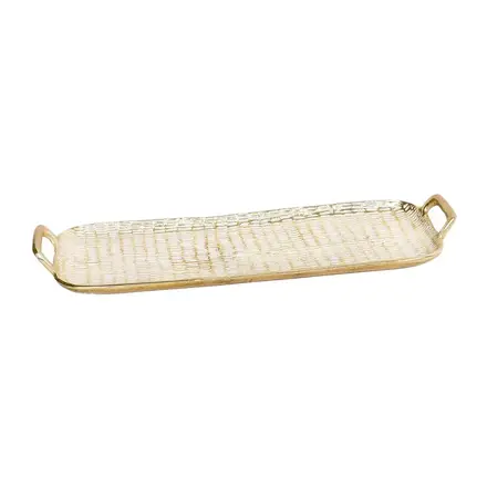 Mary Square Gold and White Tray     47358