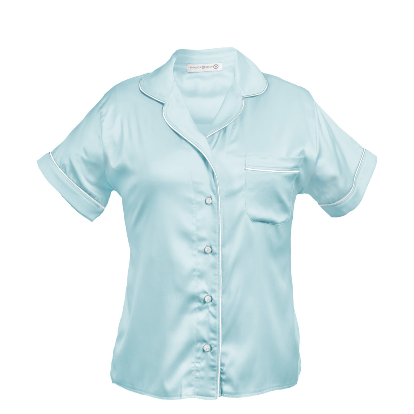 Amanda Blu Sea Glass Satin Notched Collar Top loading=