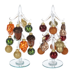 Ganz Autumn  Glass Tree with Ornaments   ER74960