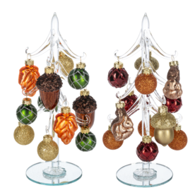 Ganz Autumn  Glass Tree with Ornaments   ER74960